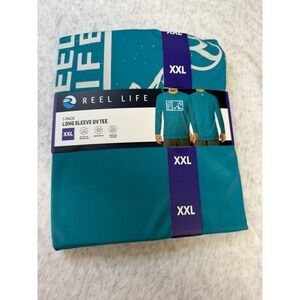 Reel Life Men Jax Beach Long Sleeve UV Tee Teal Green XXL UPF 50+ NWT